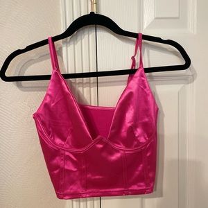 Hot pink corset-style spaghetti strap top